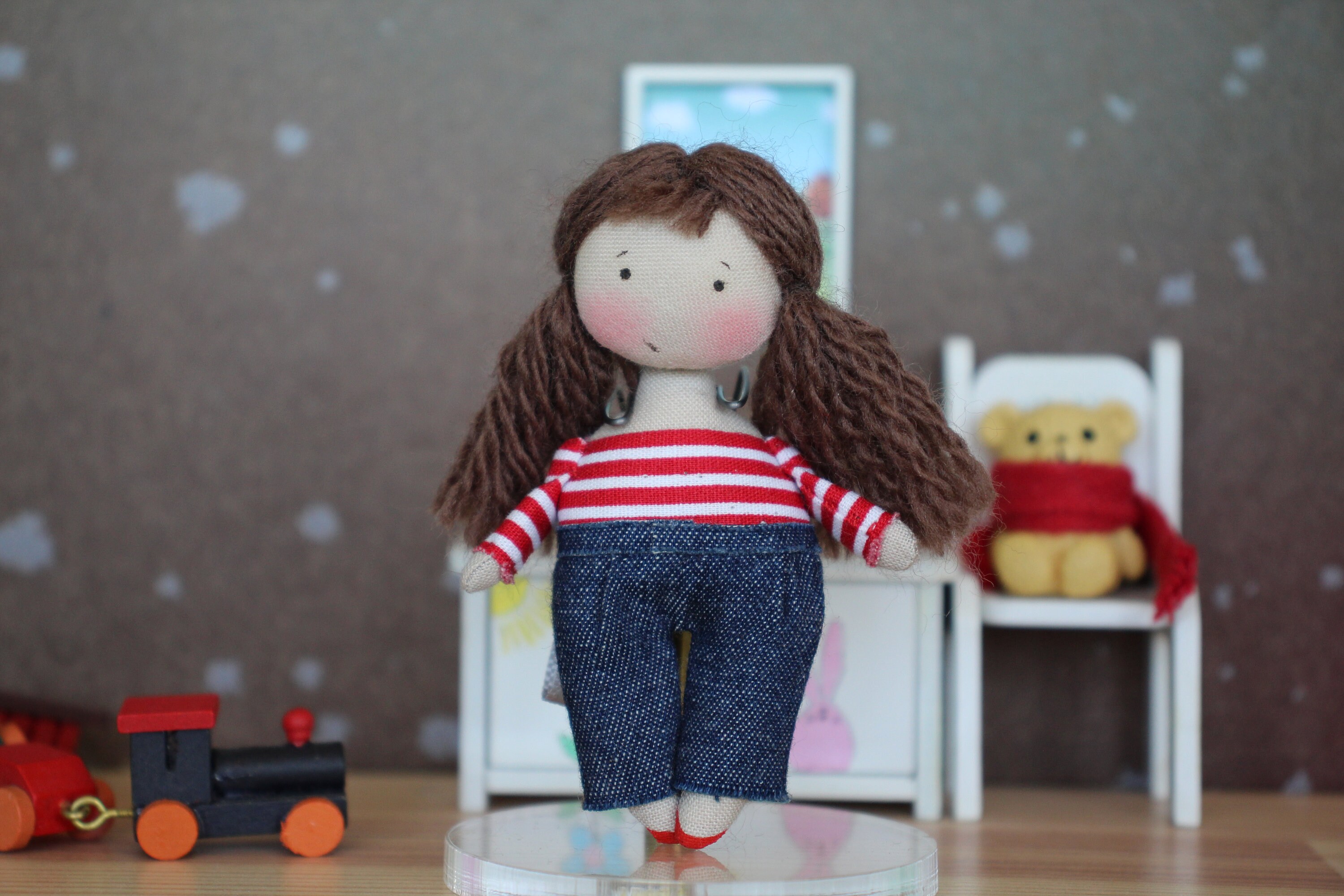 Mini Rag Doll Miniature Rag Doll, Small Textile Doll for 1/12 Scale Dolls House ...