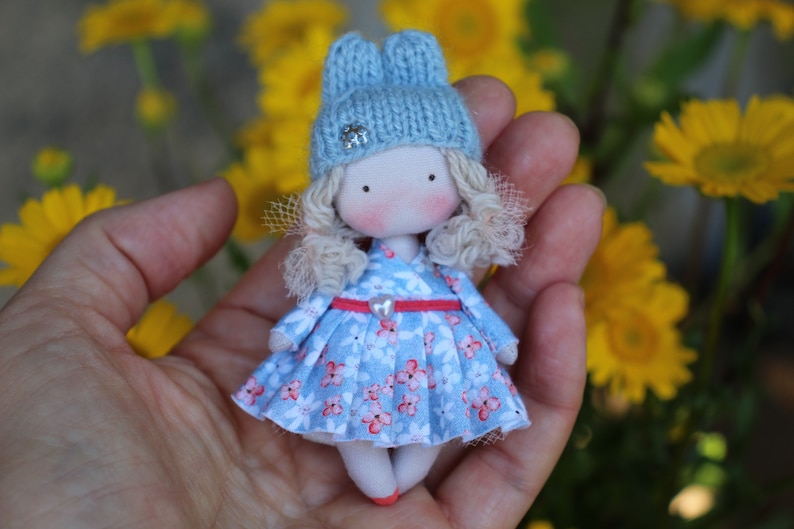 Little Handmade OOAK Fabric Rabbit Bunny Doll for 1/12th Scale ...
