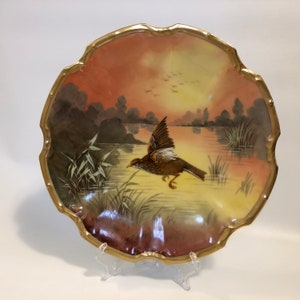 Limoges France LS&S Hand Painted Bird Cabinet Plate, Signed