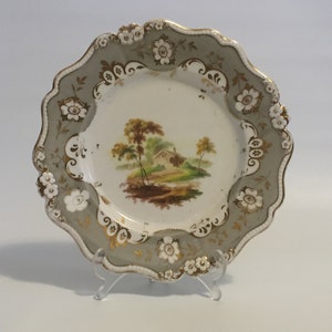 Ridgway plate, landscape on daisy moulding, ca 1830