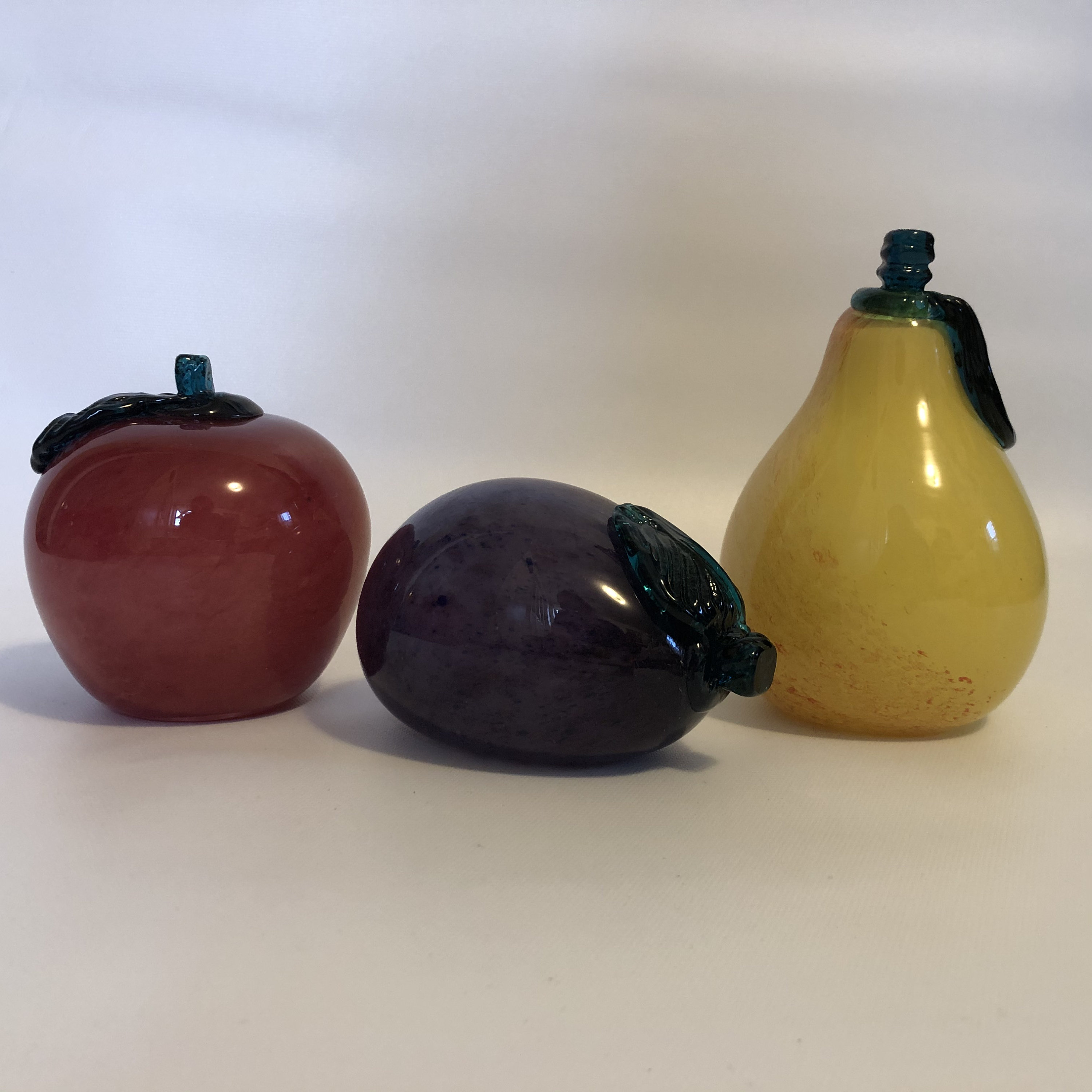 Hand blown glass fruits decor apple pear & plum Etsy