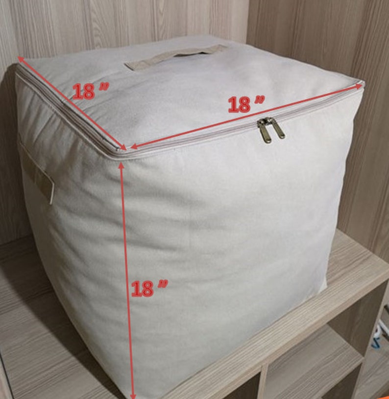 Handmade Heavy-duty Real Canvas Storage Bag, Fabric Cube Tote Bag image 6