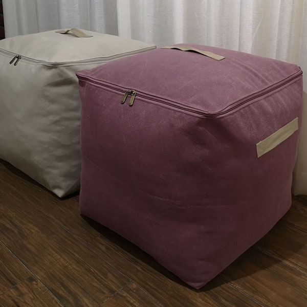 Handmade Heavy-duty Real Canvas Storage Bag, Fabric Cube Tote Bag