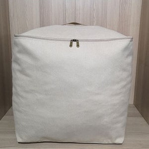 Handmade Heavy-duty Real Canvas Storage Bag, Fabric Cube Tote Bag Beige