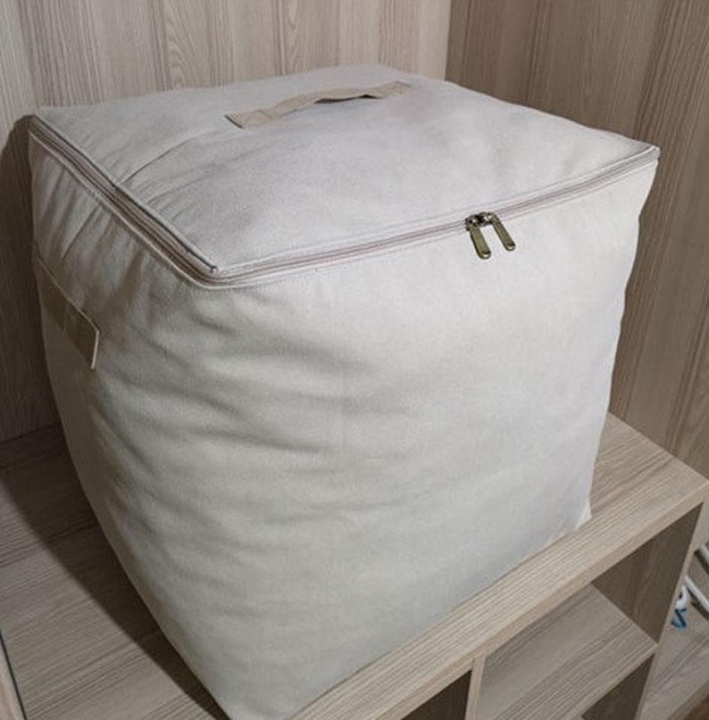 Handmade Heavy-duty Real Canvas Storage Bag, Fabric Cube Tote Bag image 5