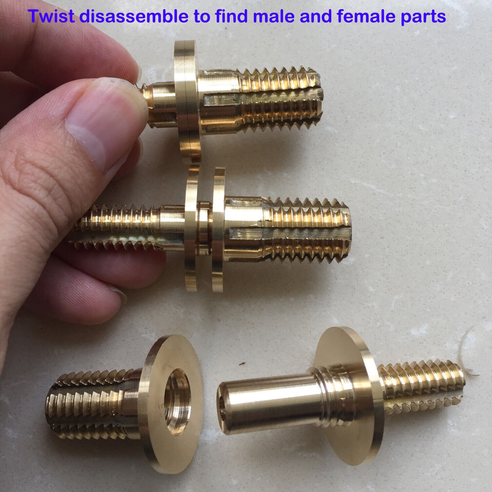 Male Lock Brass Joint Coupler Connector Set for Snooker Cue or Walking ...