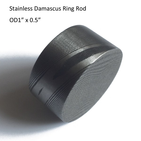 Diameter 25.40mm x 12.7mm Length STAINLESS Damascus Steel Mokume Gane Twist Pattern Round Rod for Wedding Ring Jewelry Knife Making Craft