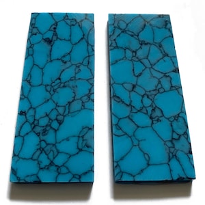 1PAIR 35mmx90mmx5mm Reconstitute Arizona Turquoise Resin Recon Stone Gemstone Material Blank Scale for Knife Handle / Guitar Jewelry Inlay