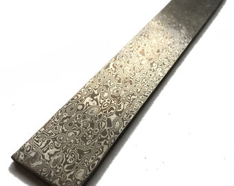ステンレスダマスカス鋼ナイフビレットブランク、ランダムパターン（30x200x3mm）