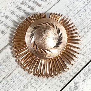 Vintage Scarf Clip Gold Tone Sunburst Style