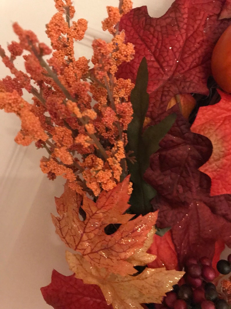 Orange Thanksgiving and Fall Grapevine Wreath
