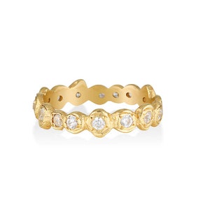 Molten Gold Vermeil Ring: White Topaz, Matte Brushed Finish