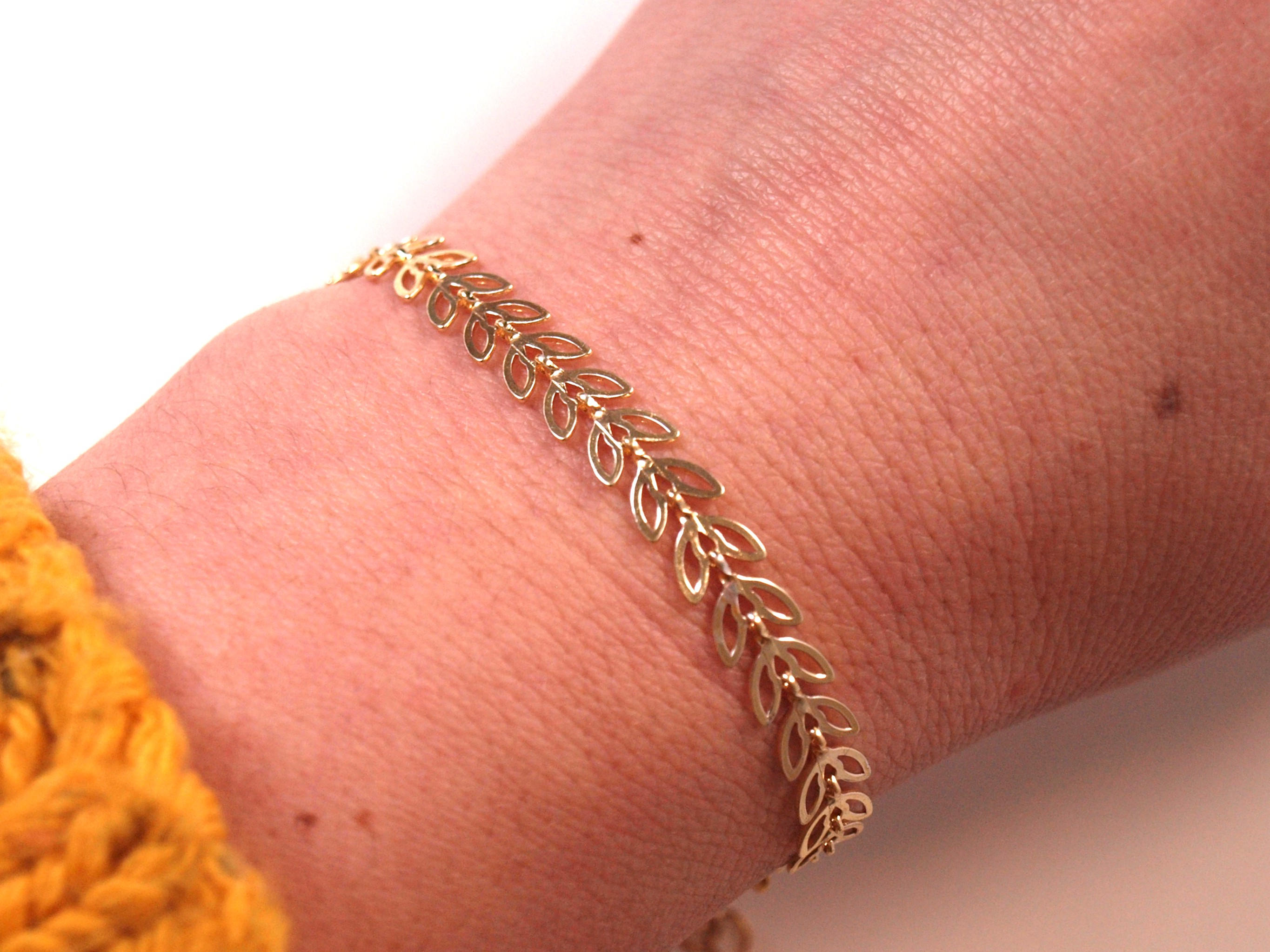 Fine gold bracelet open cob chain women's bracelet overlay