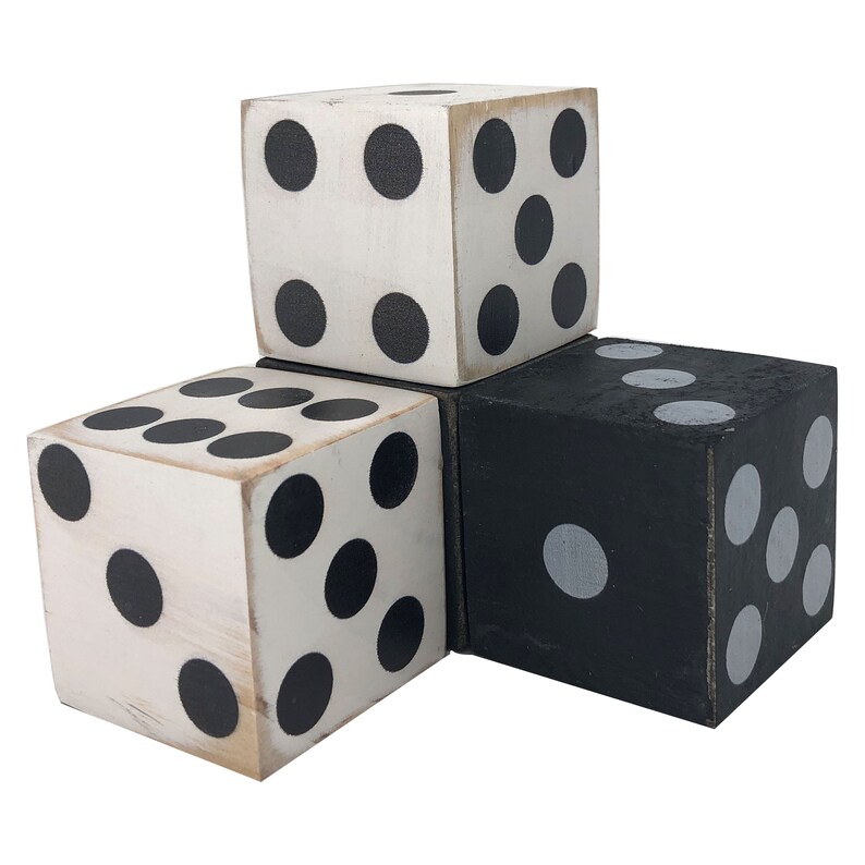 Large Decorative Mango Wood Dice, Set of 4 Dice for Tabletop, Shelf & Standing Display image 2