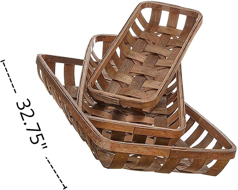 Set of 3 Large Decorative Round Tabletop Baskets Vintage Farmhouse