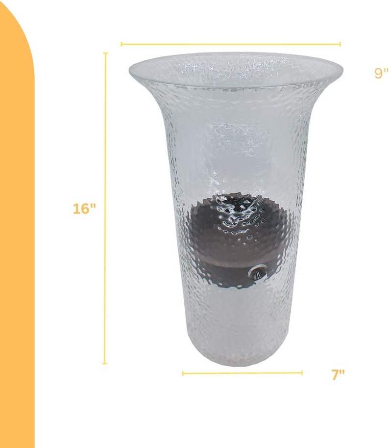 Glass Hurricane Pillar Candle Holder With Rustic Metal Insert, Perfect