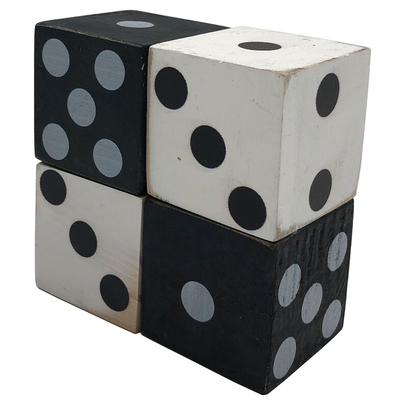 Large Decorative Mango Wood Dice, Set of 4 Dice for Tabletop, Shelf & Standing Display image 4