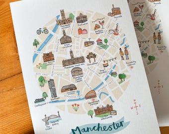 Map of Manchester Postcard