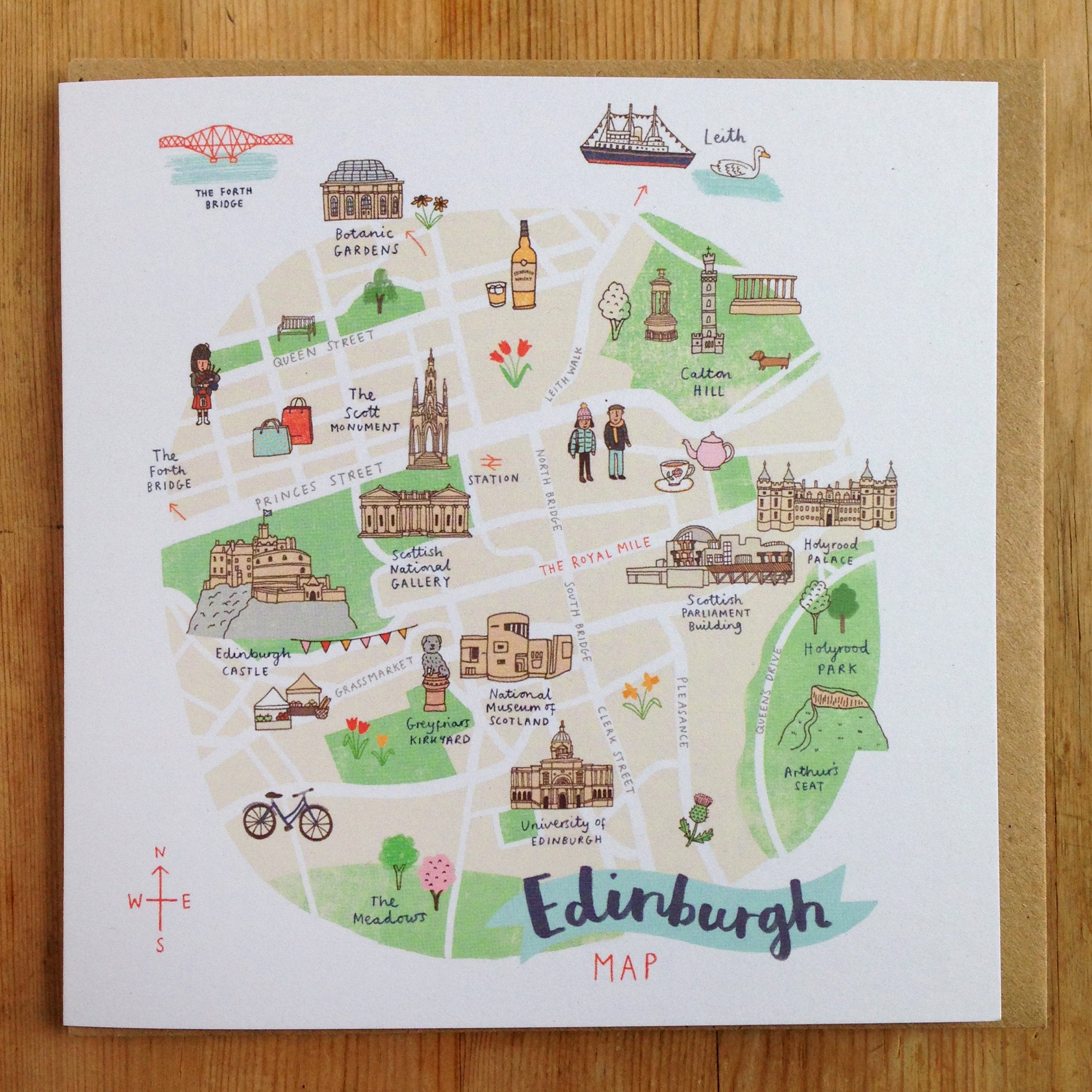 Map of Edinburgh Card - Etsy UK