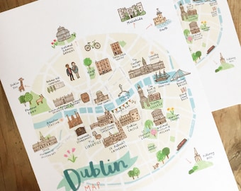 Map of Dublin Postcard