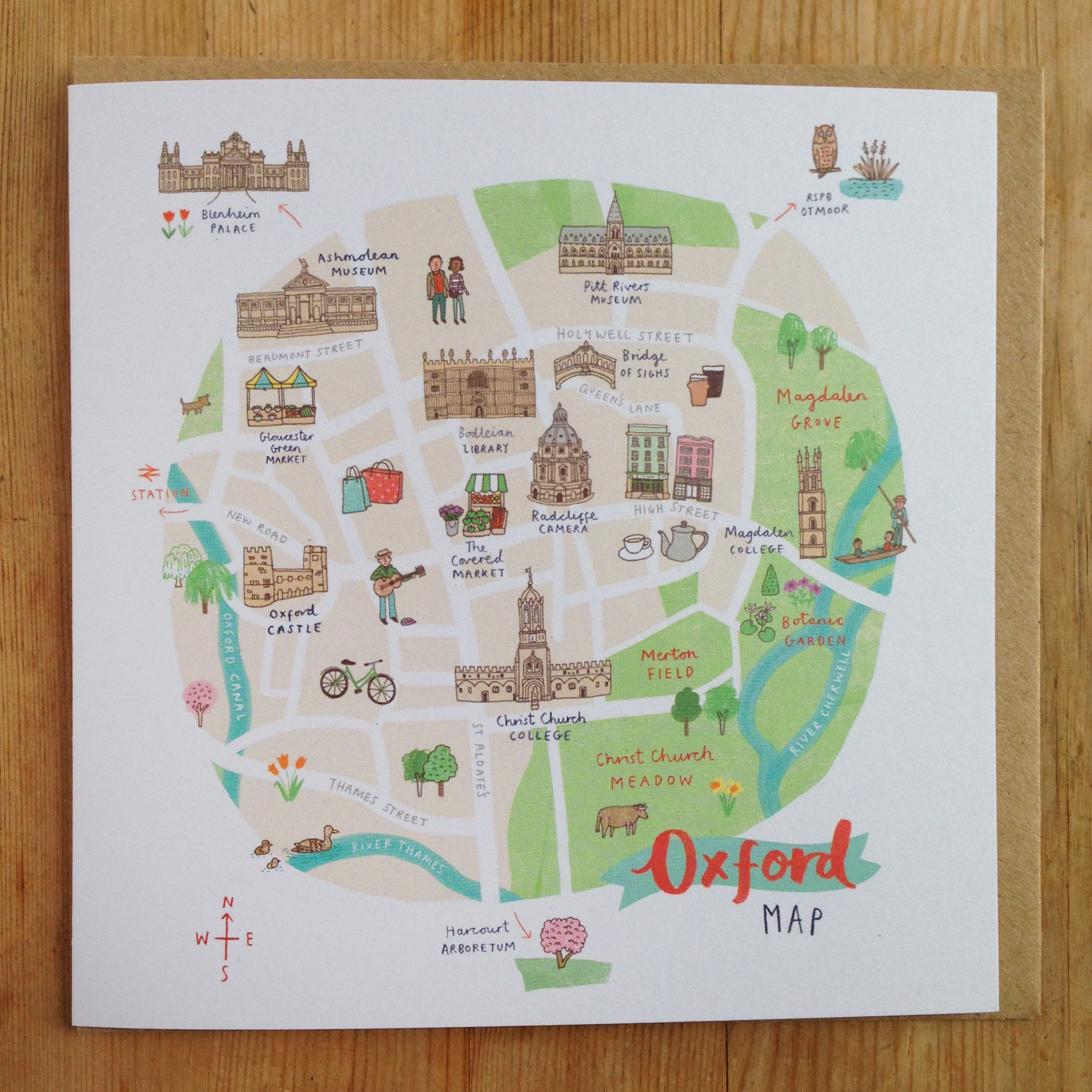 Map of Oxford Card Etsy