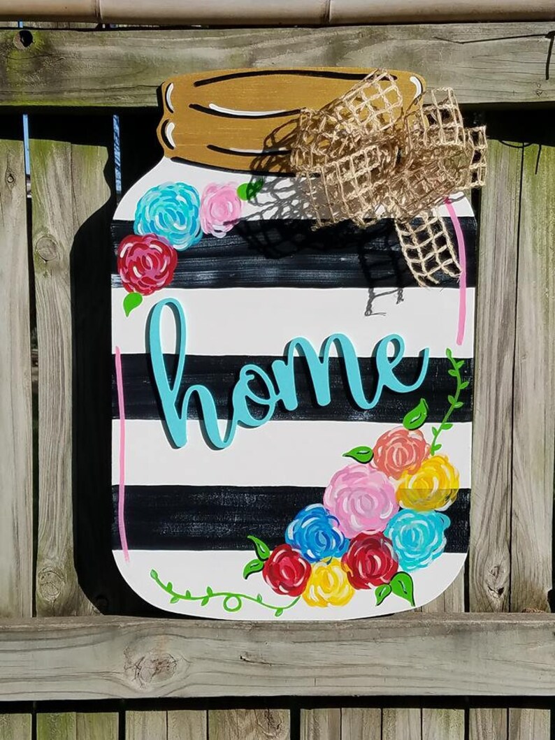 Mason jar door hanger mason jar sign mason jar wreath Etsy