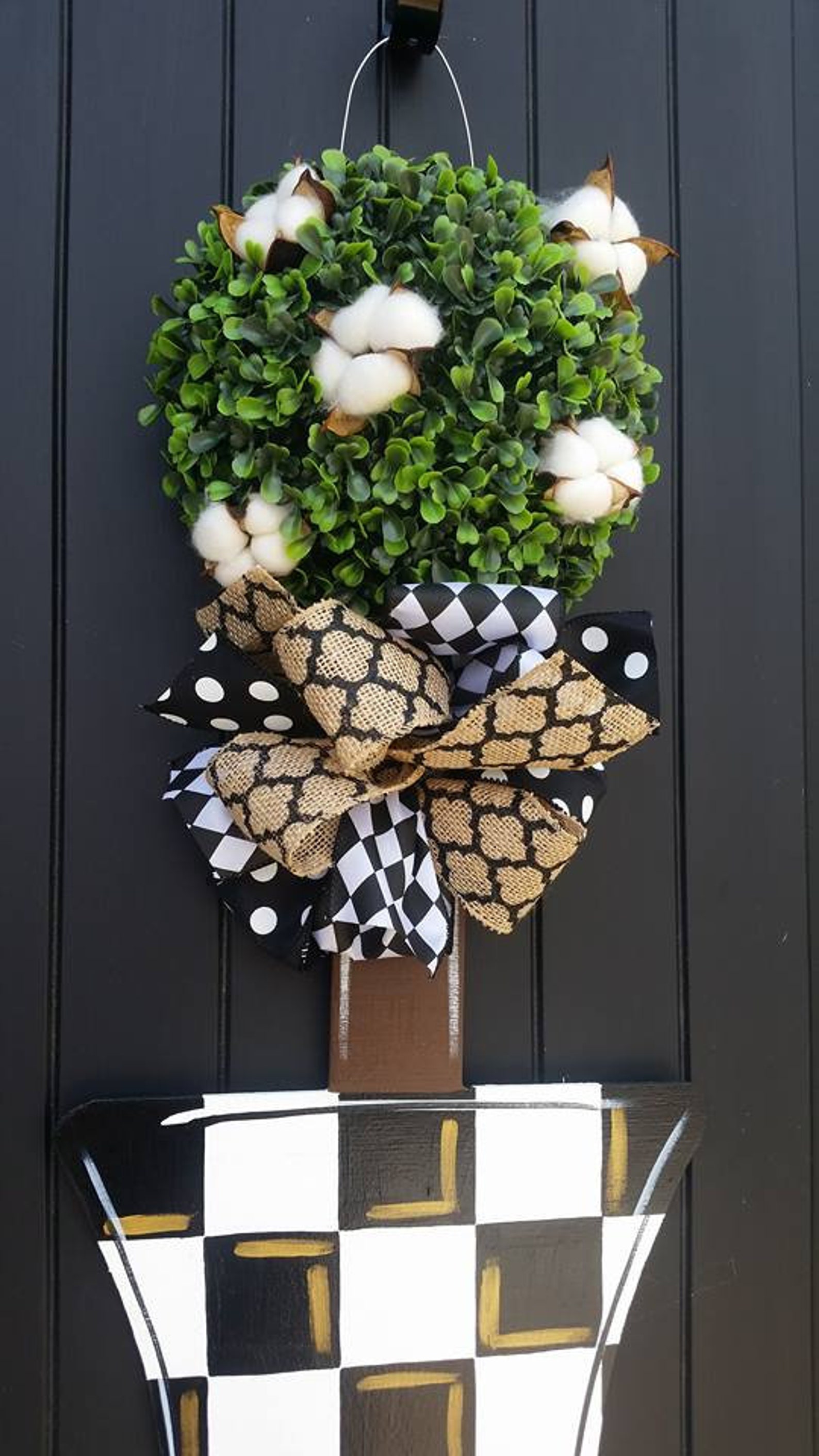 Topiary door hanger topiary wreath topiary door sign Etsy