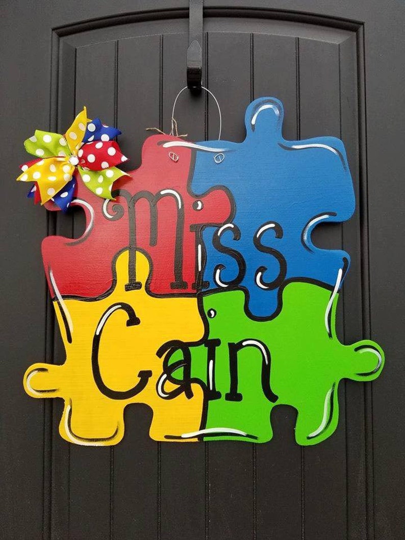Autism door hanger autism door hanger autism awareness door Etsy