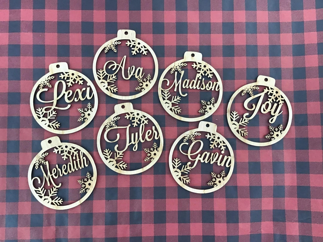 Wood Name Ornament, 5 Wood Ornament, Christmas Name Ornament, Wood