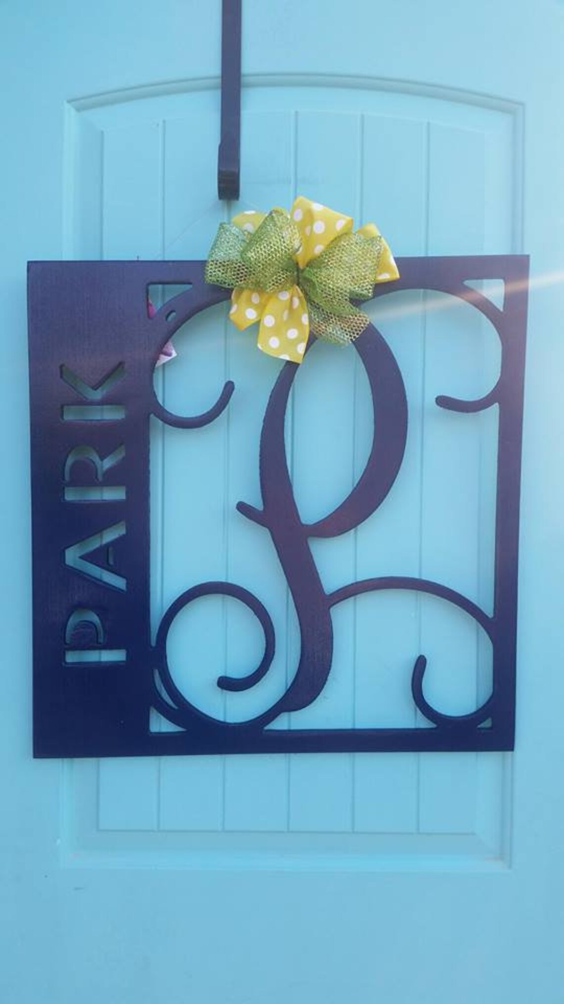 Square Monogram Door Hanger Mother's Day Gift Monogram Etsy