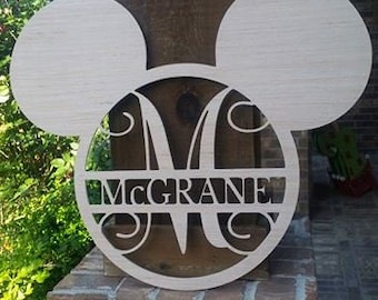 Mickey mouse door hanger, mickey mouse monogram door hanger, unfinished mickey mouse door hanger, unfinished mickey mouse, mickey sign