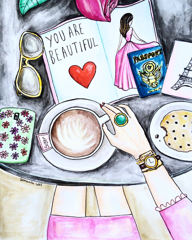 Coffee Break Ilration Fashion Art Chic Wall Unique