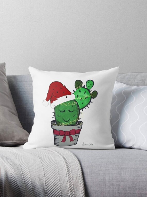 Christmas Cactus Christmas Throw Pillows Cactus Pillow Etsy