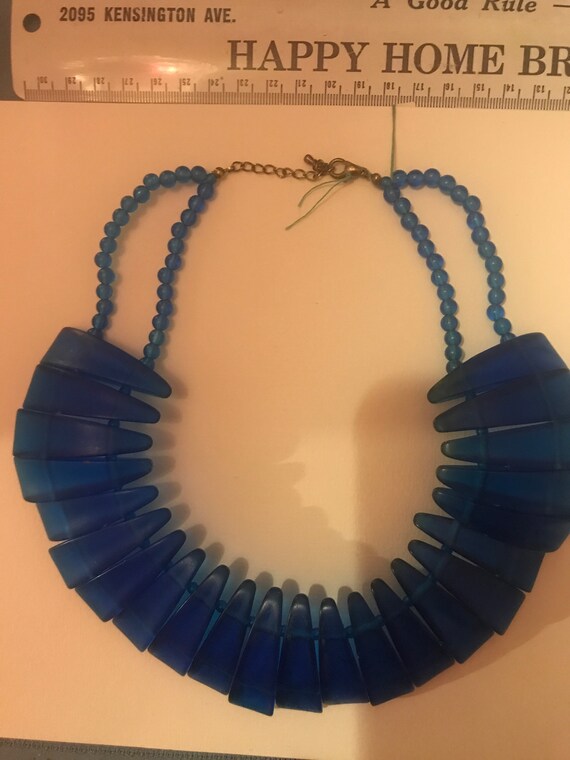 Vintage Statement COLLAR Choker Necklace Blue Luc… - image 4