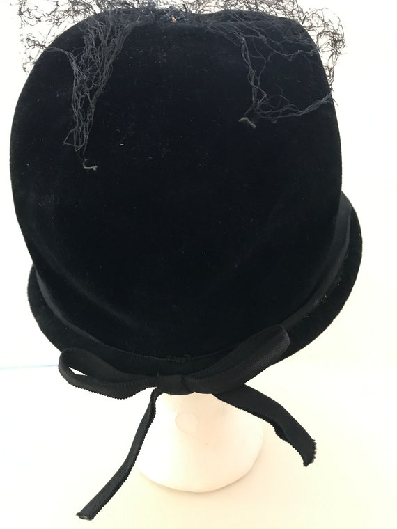 Vintage Velvet Womens Hat 1940's 1950's Adoria Bl… - image 5