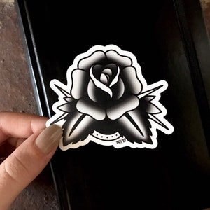Adesivo de vinil, adesivo de tatuagem de rosa, adesivo de rosa e espinhos, adesivos para laptop, adesivos de tatuagem, adesivo de tatuagem tradicional, decalques de vinil, pequeno