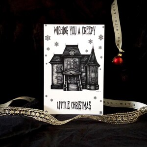 Biglietto natalizio Horror House, IT House, Biglietto di Natale, Biglietti di Natale, Pennywise House, Case Infestate, Stampa Architettura, Carte Alternative
