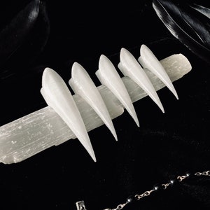 Set di 5 anelli per unghie con artigli XL bianchi UV, anelli con artigli, anello gotico, anello alternativo, cosplay, anello per costumi, accessorio per costumi, accessori alternativi