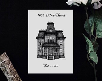 272nd Street, Psycho House, Bates Motel Print, Pencil Sketch Print, Haunted Mansion,Fine Art Print, A5, Home Decor, Architecture Sketch