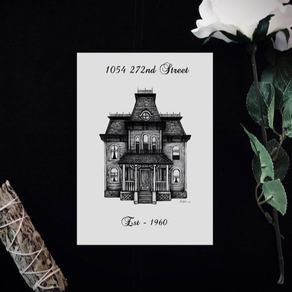 272nd Street, Psycho House, Bates Motel Print, Pencil Sketch Print, Haunted Mansion,Fine Art Print, A5, Home Decor, Architecture Sketch