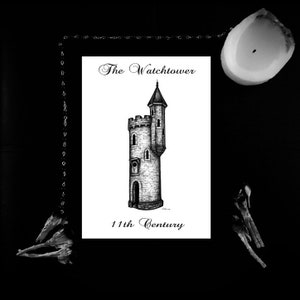 The Watchtower, Historical Drawings, B&W Print, Pencil Sketch Print, Historical Building,Fine Art Print, A5, Home Decor, Architecture Sketch