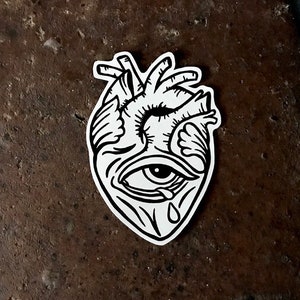 Vinyl Sticker, Crying Heart Sticker, Anatomical Heart Sticker, Laptop Stickers, Rockabilly, Vinyl Decal, Crying Eye Sticker, Tattoo Design