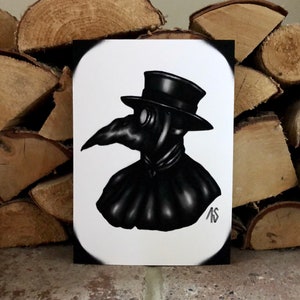 Plague Doctor Print, Death Art Print, Victorian, Plague Doc, Pencil Drawing Print, Fine Art Print,Gothic Print, Giclee Print, Mini Print, A5