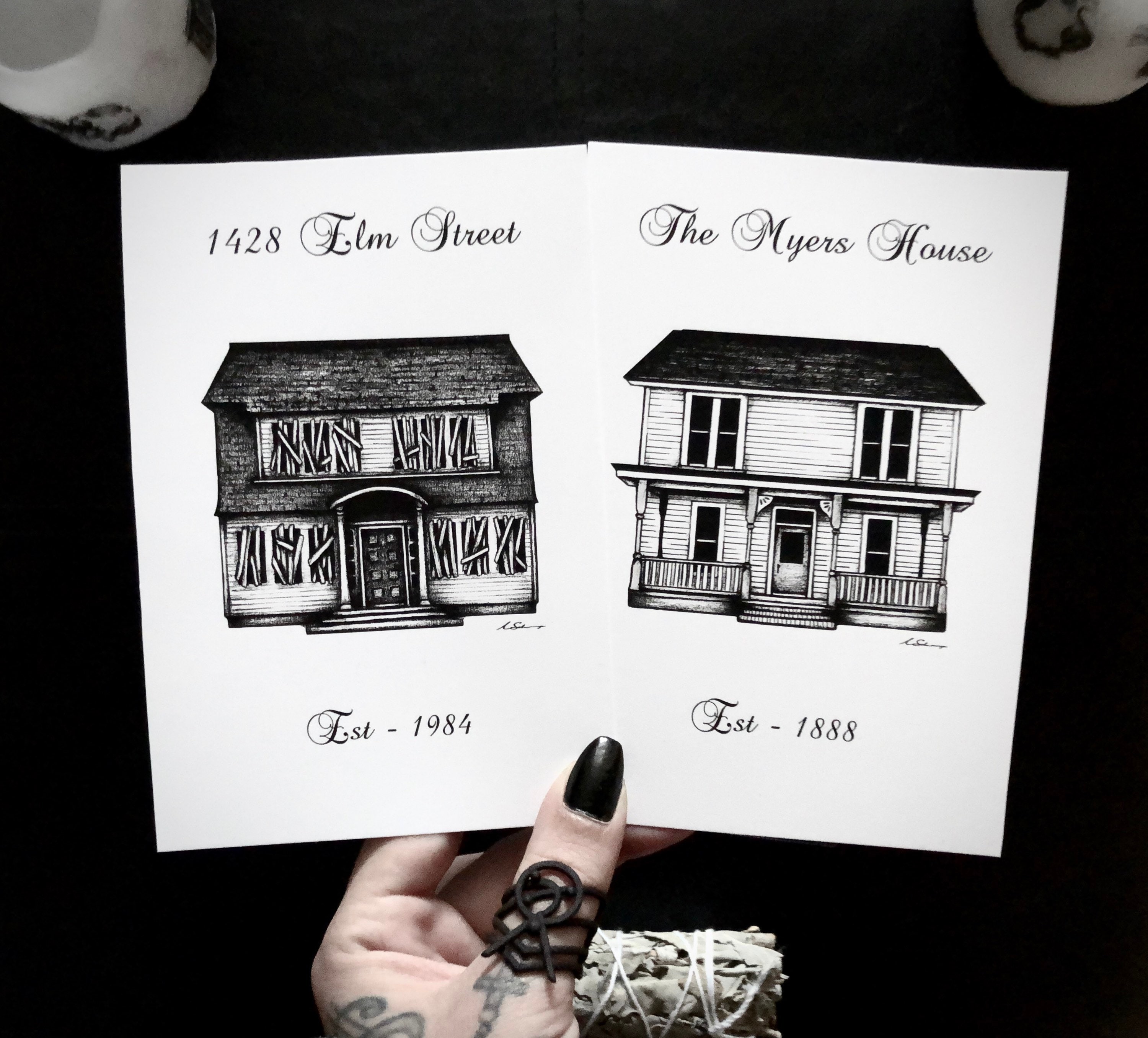 Elm Street & Myers House Print Set Print Set Pencil Sketch Etsy