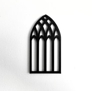 Cathedral Window Silhouette Ornament, Silhouette Art, Window Decal, 3D Printed, Goth Decor, 3D Printed Art, Wall Art, Wall Decor, Shadow Art