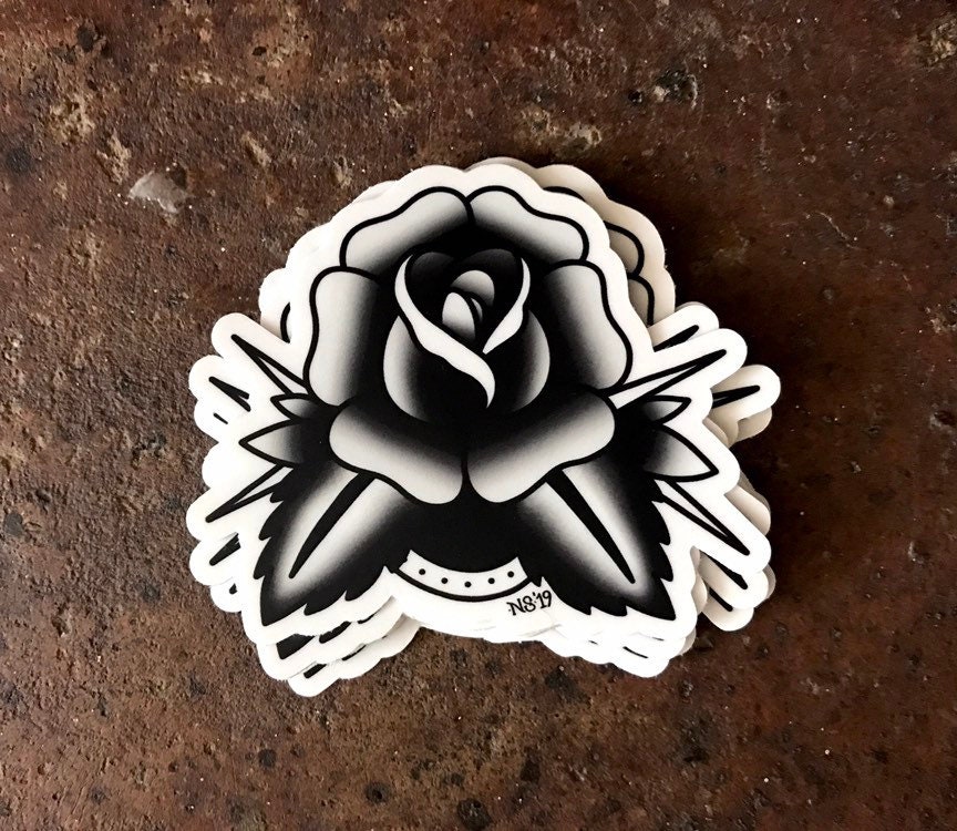 Vinyl Sticker Rose Tattoo Sticker Rose & Thorns Sticker | Etsy