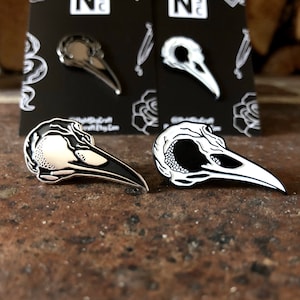 Pin Set, Glow in the Dark Pin, Black Crow Skull Pin, Soft Enamel Pin, Skull Pin, Glow Pin, Enamel Pin, Goth Pin, Pin Badge, Crow Skull,Combo