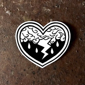 Vinyl Sticker, Stormy Heart Sticker, Tattoo Heart Sticker, Laptop Stickers, Illuminati, Vinyl Decal, Tattoo Style Sticker, Tattoo Art, Storm