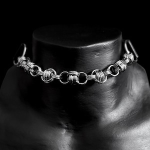 Chainmail Knot Choker Necklace, Chainmaille Necklace, Chainmail Jewellery, Medieval Choker, Gothic Jewellery,Stainless Steel,Handmade,Unisex
