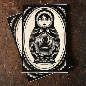 Mini stampa, Mini stampa bambola russa, Cartolina, Stampa artistica tatuaggio, Mini stampa flash, Cartolina tatuaggio, Stampa tatuaggio tradizionale, Stampa A6